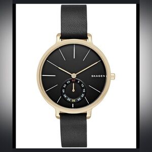 Skagen Hagen Black Dial Watch with Gold Case SKW2354